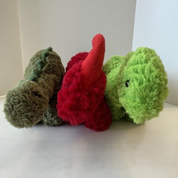 Manhattan Toy Company Dinosaur Lot Plush Stuffed Animal Brontosaurus Green Red - Picture 5 of 16